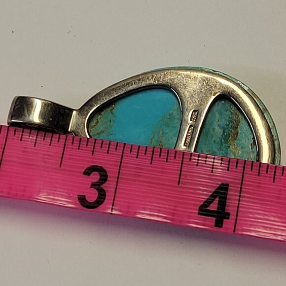 Large Turquoise Pendant Barse 925 Sterling Silver - Picture 10 of 15